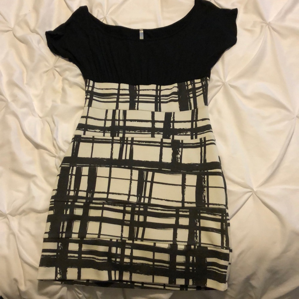 Professional black and white dress